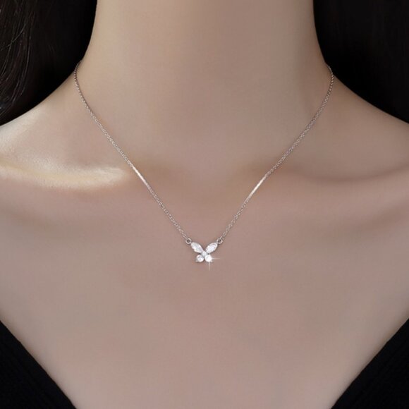 S925 sterling silver diamond zircon butterfly necklace - Picture 1 of 4